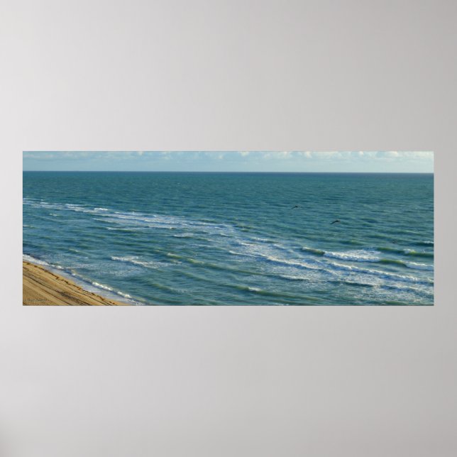 Miami Beach Blue Waves Ozean Horizontale Landschaf Poster (Vorne)