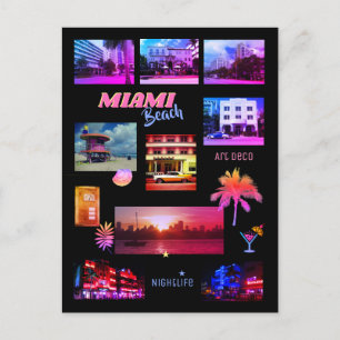 Miami Beach Collage Postkarte