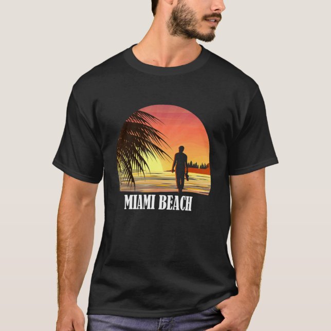 Miami Beach Fl 70er Retro Throwback Design T-Shirt (Vorderseite)
