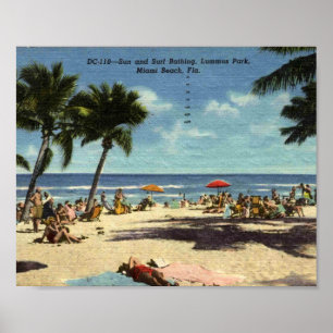 Miami Beach FL, Lummus Park, Meer und Brandung, Vi Poster