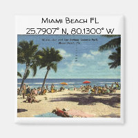 Miami Beach FL Map Koordiniert Vintagen Stil