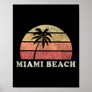 Miami Beach Fl Vintage 70er Retro Throwback Design Poster