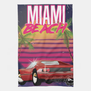 Miami Beach, Florida 80er Jahre Vintage-Reiseposte Handtuch