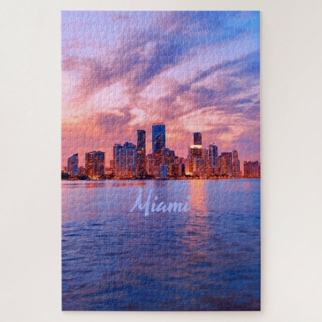 Miami Beach Florida City Skyline Puzzle (Vertikal)