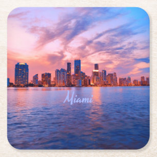 Miami Beach Florida City Skyline Rechteckiger Pappuntersetzer
