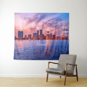 Miami Beach Florida City Skyline Wandteppich