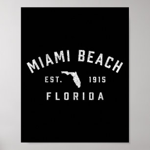 Miami Beach Florida Est Vintag Preppy Throwback Poster