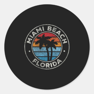 Miami Beach Florida Fl Vintag Graphic Retro 70er Runder Aufkleber