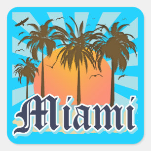 Miami Beach Florida FLA Quadratischer Aufkleber