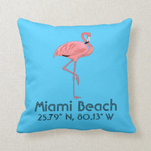 Miami Beach Florida Flamingo Latitude Longitude Kissen