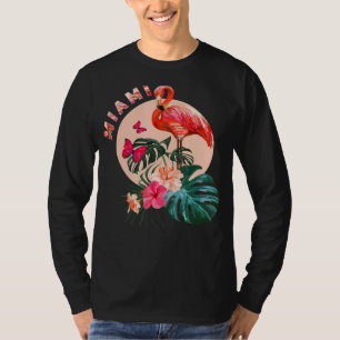Miami Beach Florida Flamingo Sunset Blume Miami T-Shirt