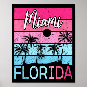 Miami Beach Florida Lustige Vintage-Sonnenuntergan Poster