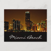 Miami Beach Florida Night Skyline Post Card
