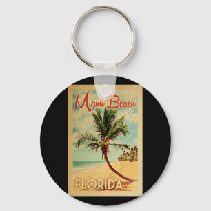 Miami Beach Florida Palm Tree Beach Vintage Reisen Schlüsselanhänger