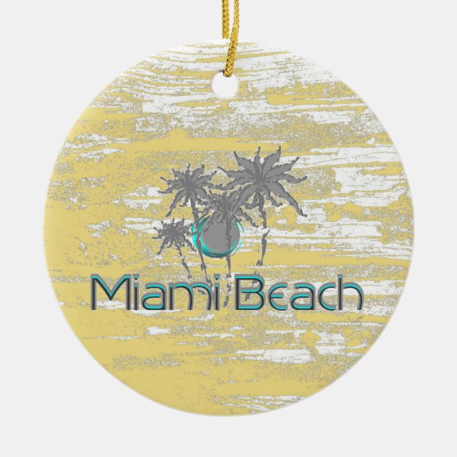 Miami Beach, Florida, Palmen, Grunge Cool Keramik Ornament (Vorne)