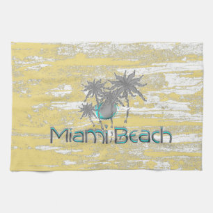 Miami Beach, Florida, Palmen, Grunge Cool Küchentuch