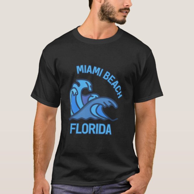 Miami Beach Florida Pocket Wave T-Shirt (Vorderseite)