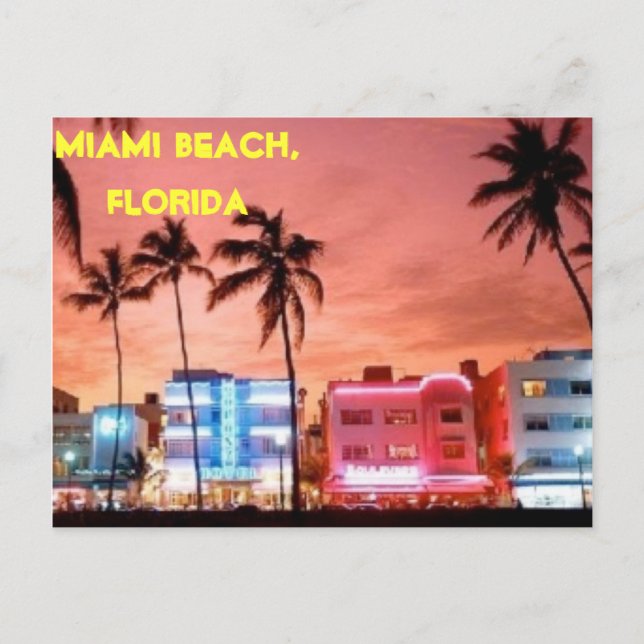 MIAMI BEACH FLORIDA POSTKARTE (Vorderseite)