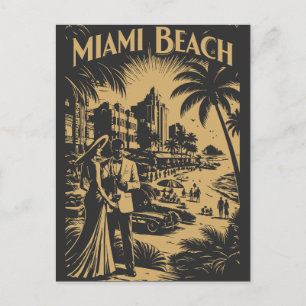Miami Beach, Florida Retro Art Deco Reise Tourismu Postkarte
