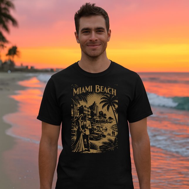 Miami Beach, Florida Retro Art Deco Travel Tourism T-Shirt (Von Creator hochgeladen)