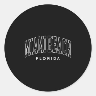 Miami Beach Florida Retro Elegant Rückblick Vintag Runder Aufkleber