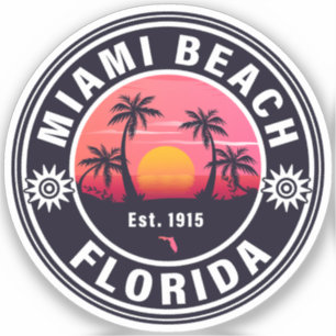 Miami Beach Florida Retro Sunset Souvenirs 60er Aufkleber