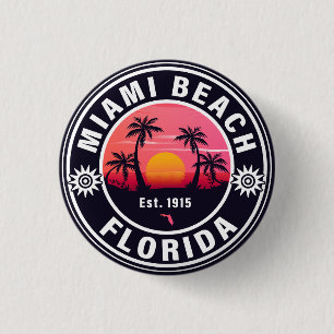 Miami Beach Florida Retro Sunset Souvenirs 60er Button
