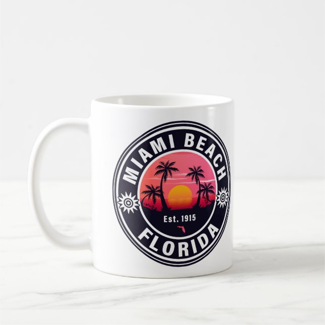 Miami Beach Florida Retro Sunset Souvenirs 60er Kaffeetasse (Links)