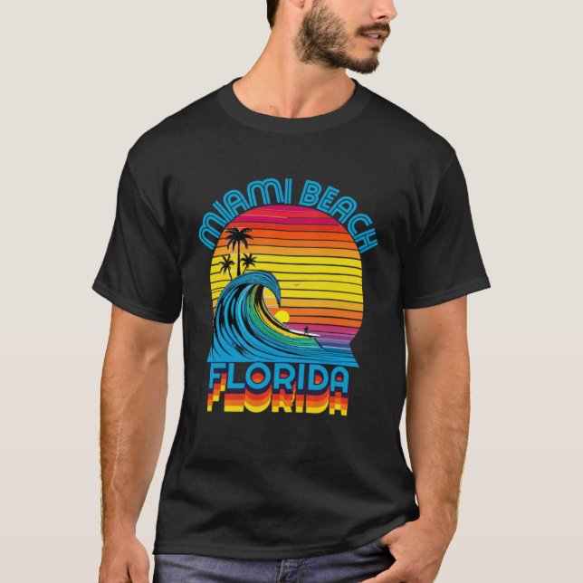 Miami Beach Florida Retro Throwback Surf & Beach S T-Shirt (Vorderseite)