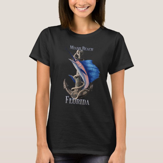 Miami Beach Florida Schwertfisch Marlin Ocean Fisc T-Shirt (Vorderseite)