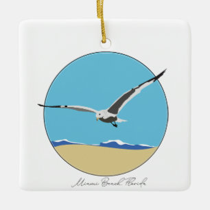 Miami Beach, Florida Sea Gull am Strand Keramikornament