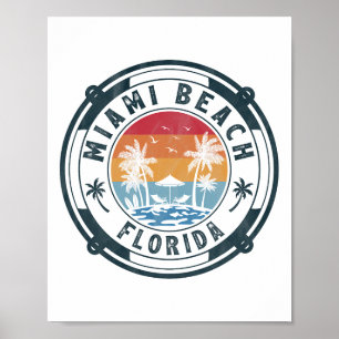 Miami Beach Florida Sommerurlaub Vintage Sonnenunt Poster