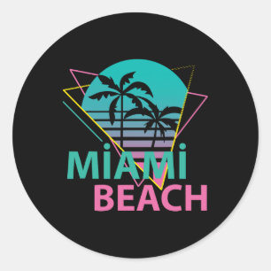 Miami Beach Florida Stolz Floridian Retro Palmen T Runder Aufkleber