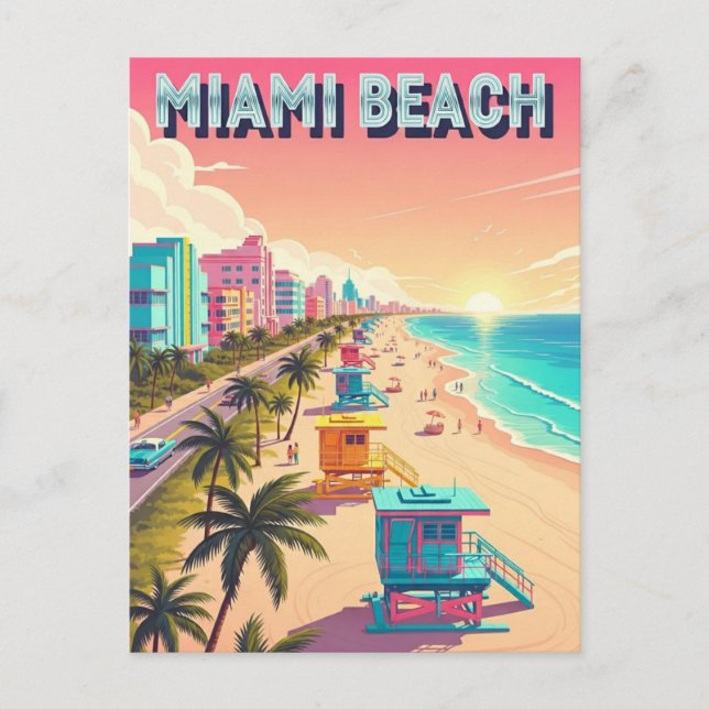 Miami Beach Florida Travel Postkarte (Vorderseite)