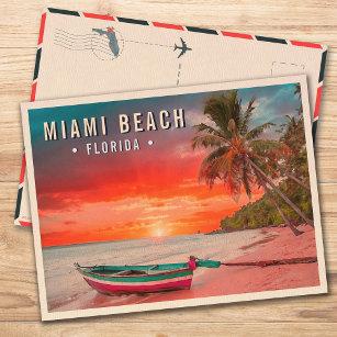 Miami Beach Florida Tropical Palm Tree 1950s Postkarte