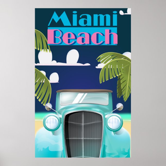 Miami Beach, Florida USA Vintage Reiseplakat Poster (Vorne)