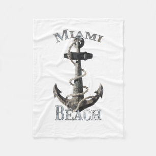Miami Beach Florida Vacation Nautical Anchor Saili Fleecedecke