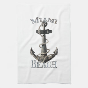 Miami Beach Florida Vacation Nautical Anchor Saili Geschirrtuch