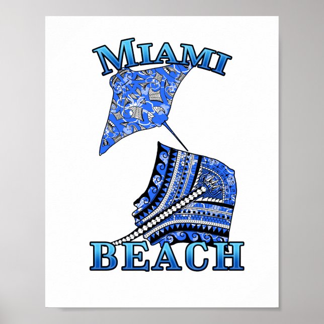 Miami Beach Florida Vacation Tribal Stingray Poster (Vorne)