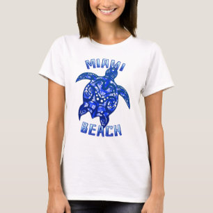 Miami Beach Florida Vacation Tribal Turtle T-Shirt