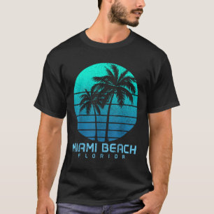 Miami Beach Florida Vintag Palm Trees Beach Souve T-Shirt