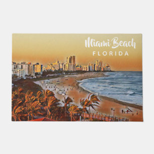 Miami Beach Florida Vintage Aquarellbahn Fußmatte