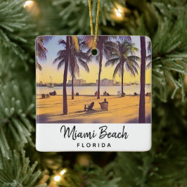 Miami Beach Florida Vintage Aquarellbahn Keramikornament
