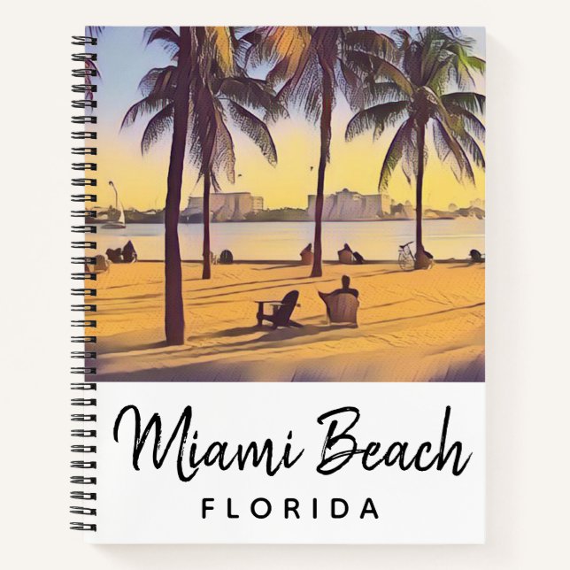 Miami Beach Florida Vintage Aquarellbahn Notizbuch (Vorderseite)