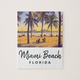 Miami Beach Florida Vintage Aquarellbahn Puzzle