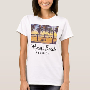 Miami Beach Florida Vintage Aquarellbahn T-Shirt
