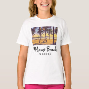 Miami Beach Florida Vintage Aquarellbahn  T-Shirt