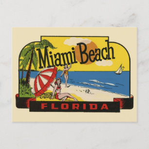 Miami Beach Florida Vintage Reise Postkarte
