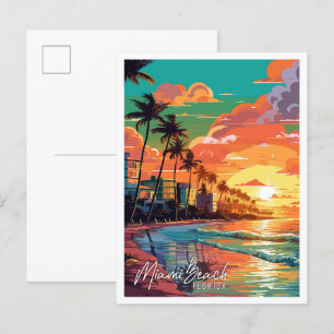 Miami Beach Florida Vintage-Reiseillustration Postkarte