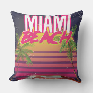 Miami Beach, Florida Vintage Reiseplakat Kissen